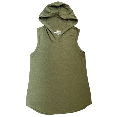 Ladies Hoodie Tank in Heathered Green