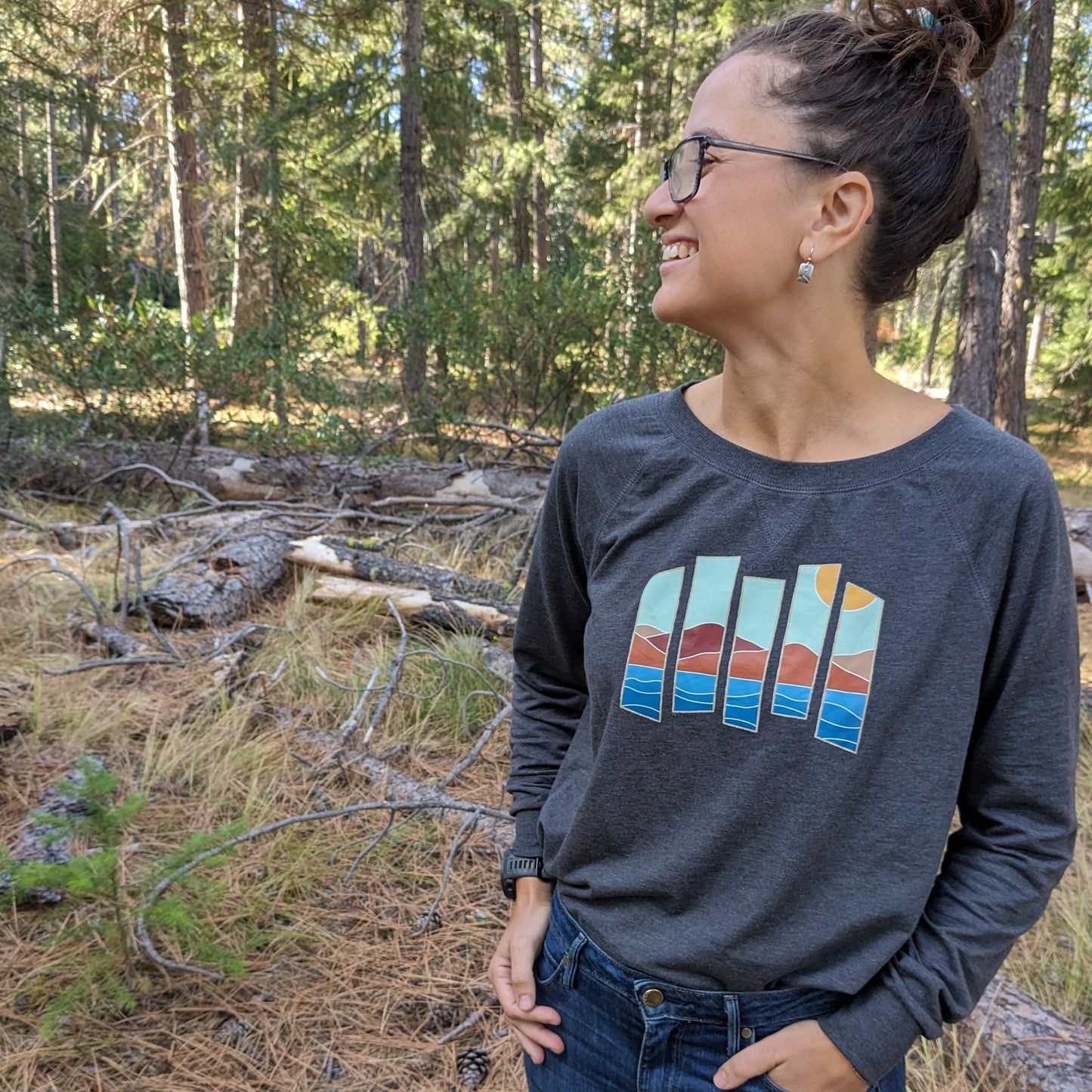 Pane Ladies Long Sleeve Terry in Deep Grey