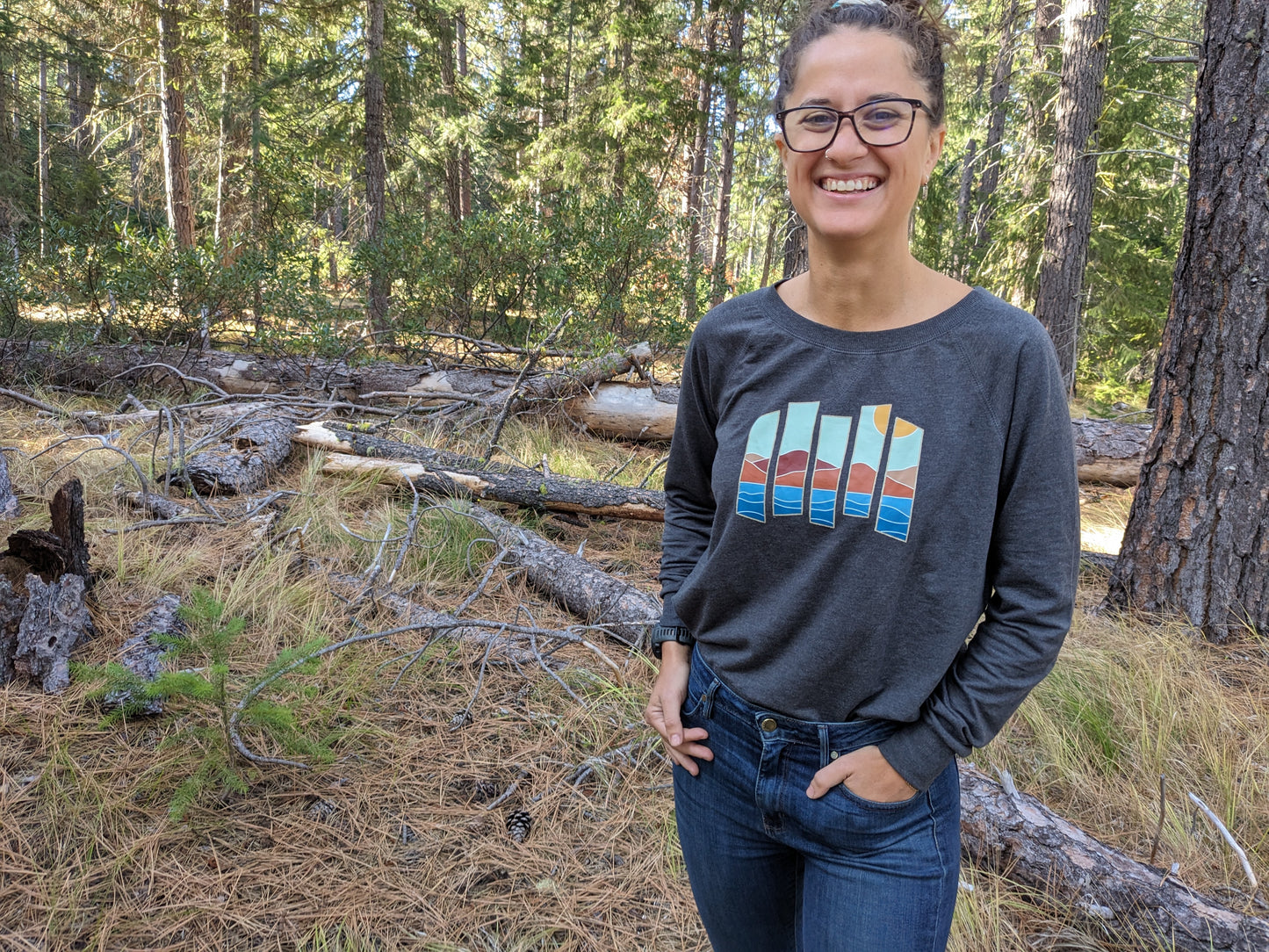 Pane Ladies Long Sleeve Terry in Deep Grey