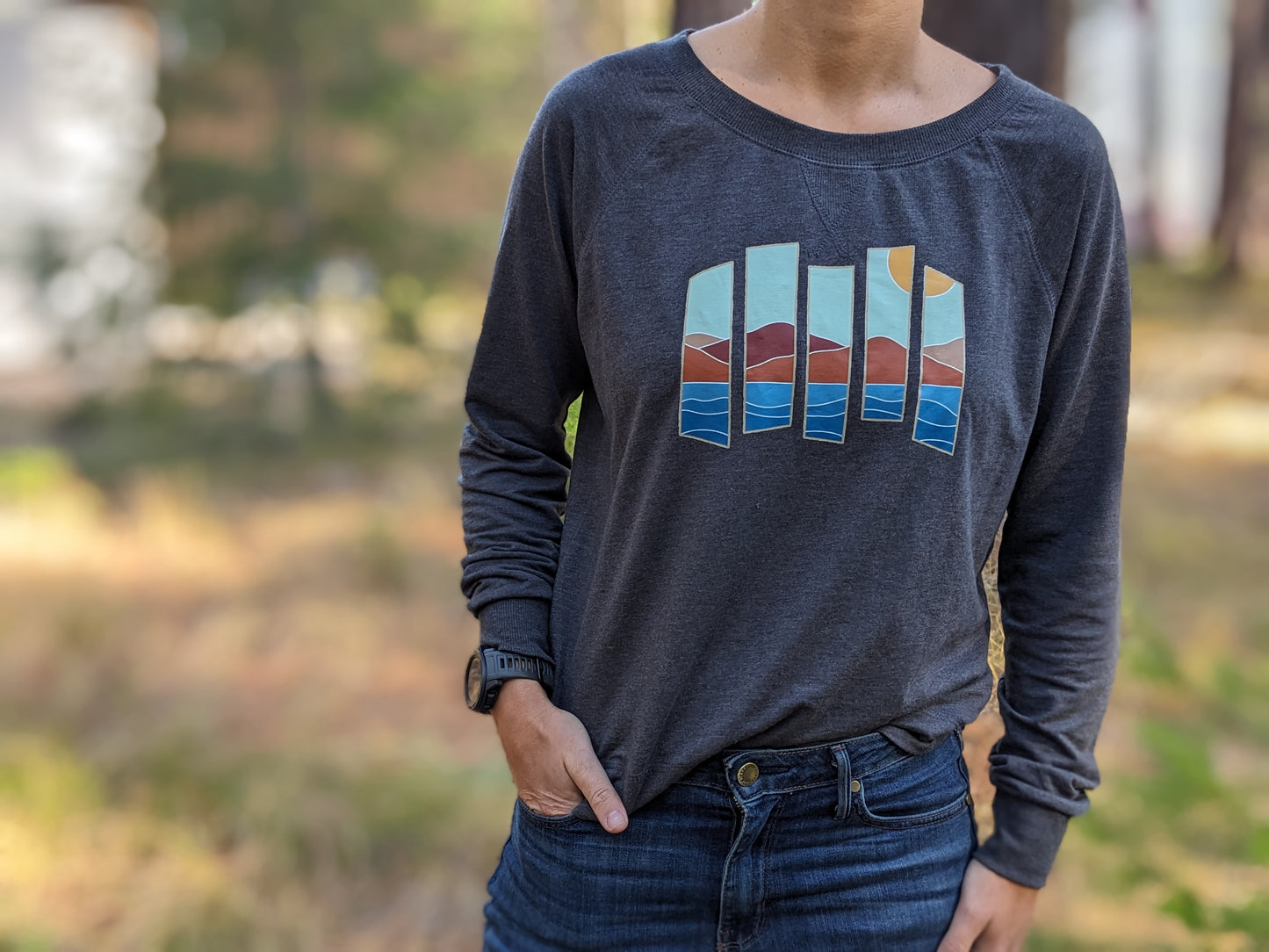Pane Ladies Long Sleeve Terry in Deep Grey