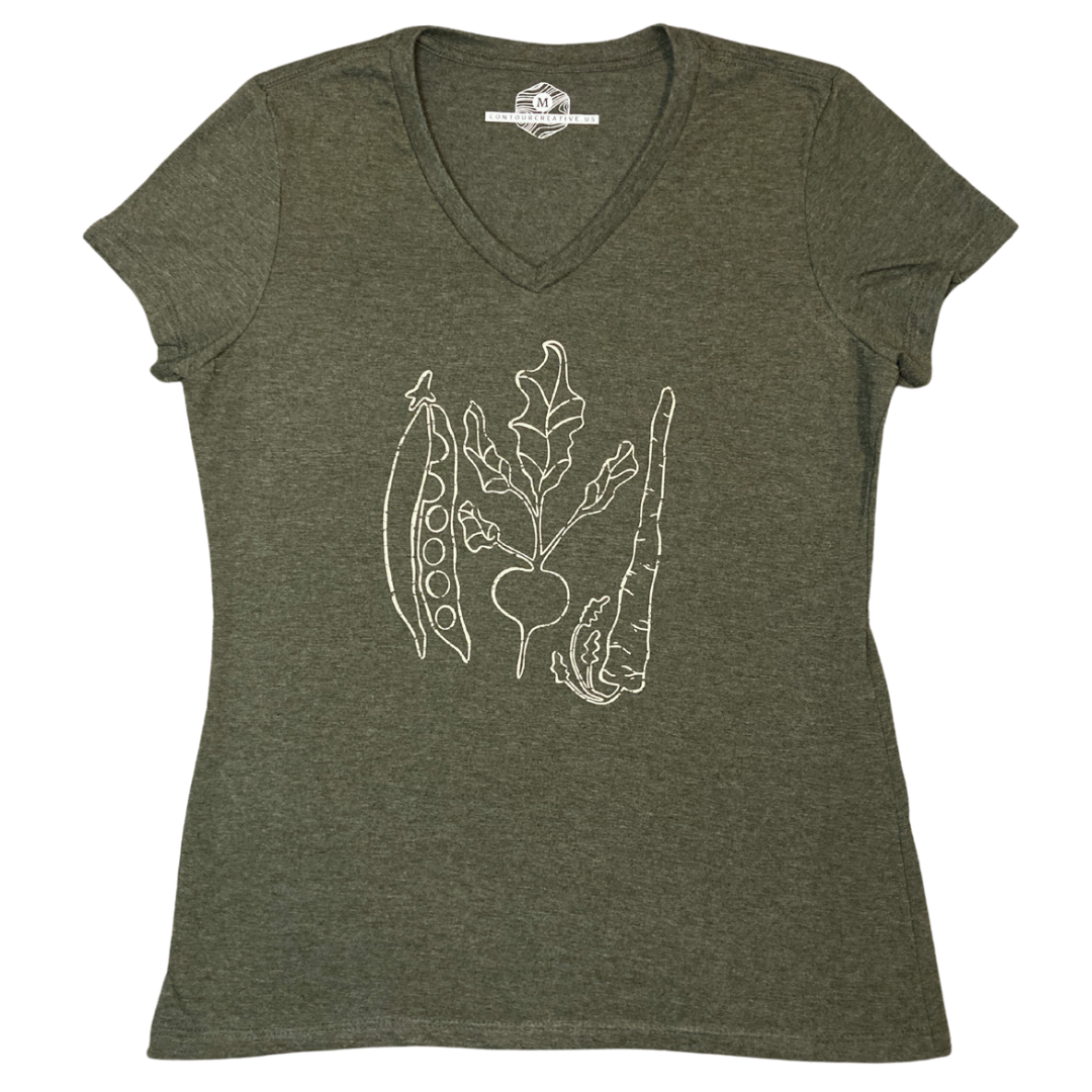 Veggies Ladies V Tee in Heathered Moss