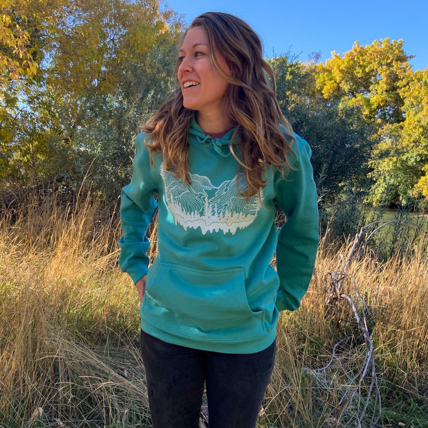 Moraine Unisex Hoodie in Teal - Contour Creative