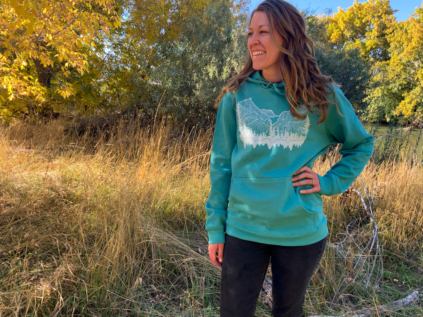 Moraine Unisex Hoodie in Teal - Contour Creative