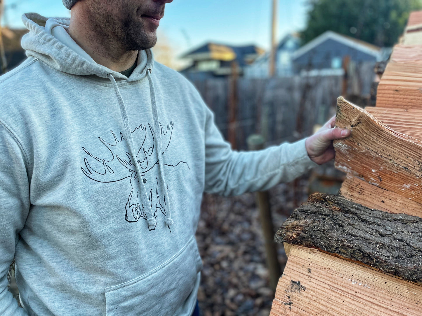 Mr. Moose Unisex Hoodie in Creamed Heather