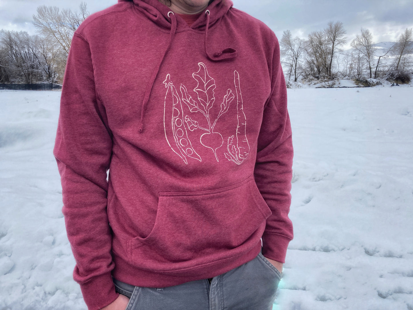 Veggies Unisex Hoodie in Mulberry - Contour Creative