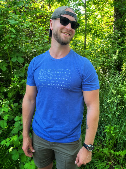 Flag Unisex Tee in Heathered Blue