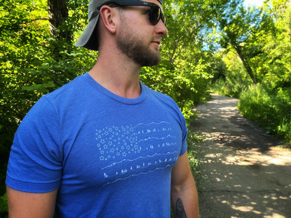 Flag Unisex Tee in Heathered Blue