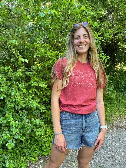 Flag Unisex Tee in Heathered Cherry