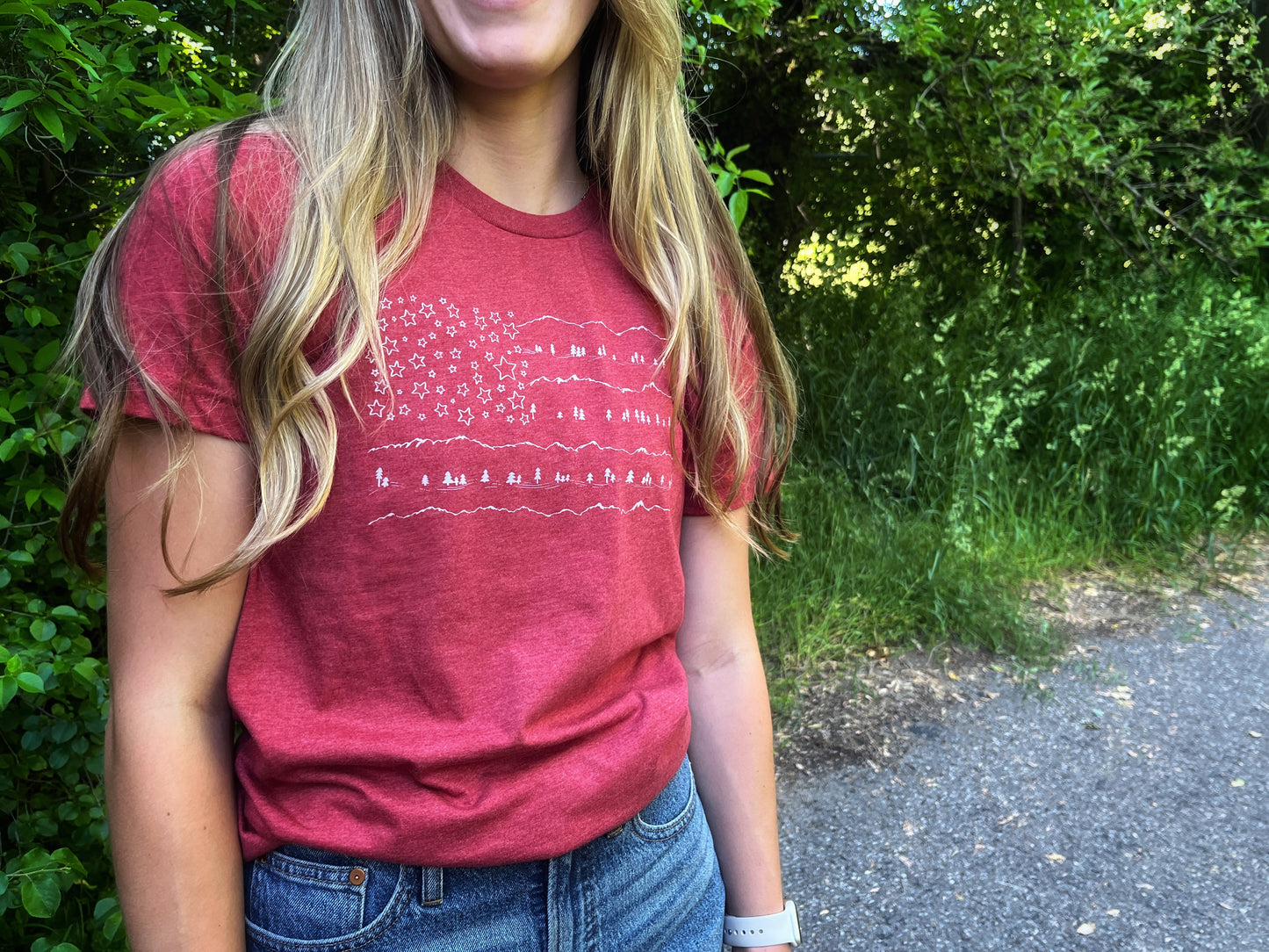 Flag Unisex Tee in Heathered Cherry