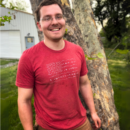 Flag Unisex Tee in Heathered Cherry