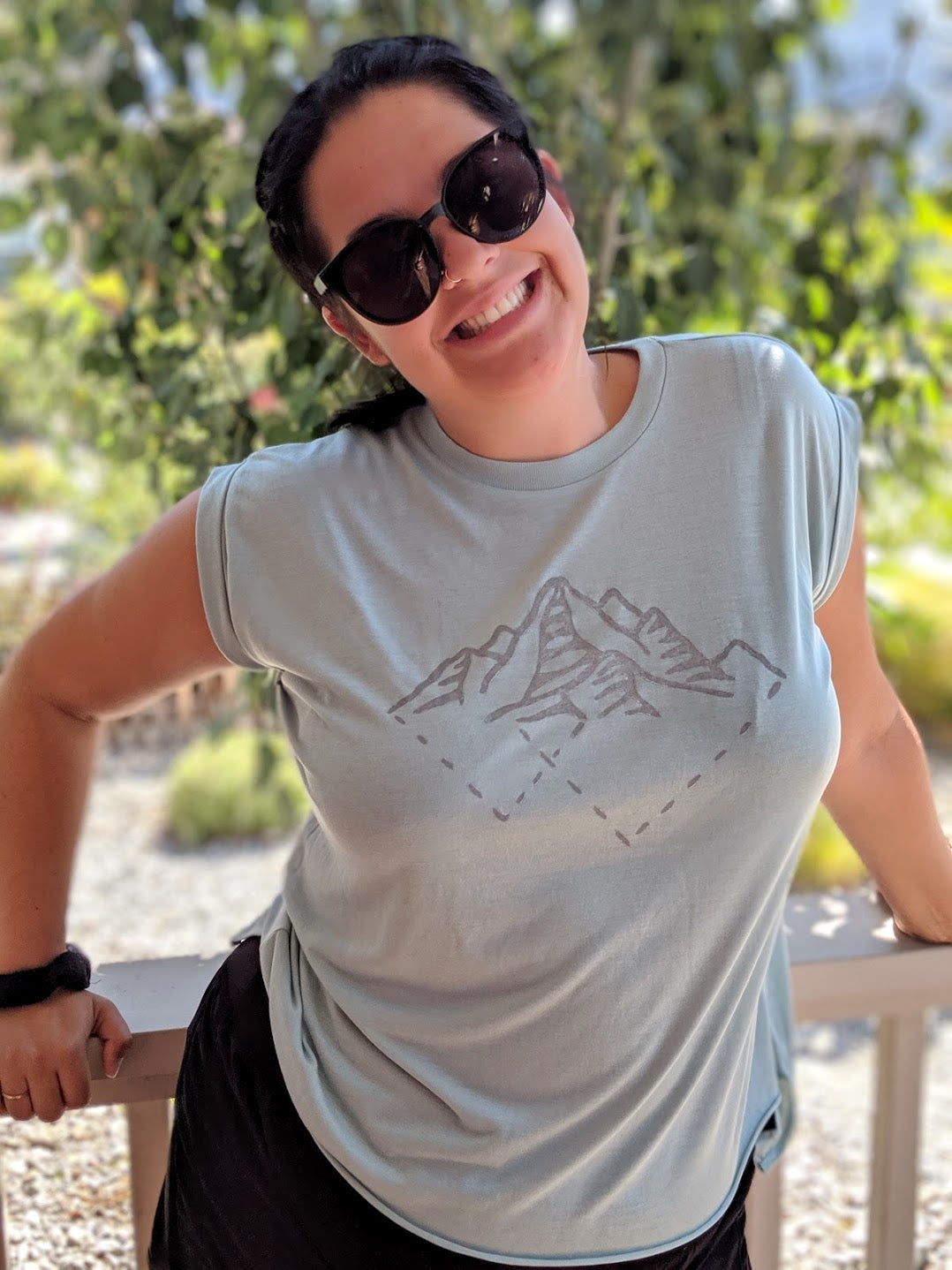 Tri Mountains Rolled Cuff Ladies Top - Contour Creative